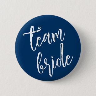 Team Bride Minimal Modern Blue Bachelerotte Party 6 Cm Round Badge