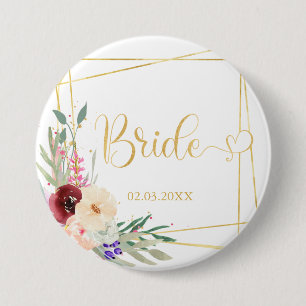 Team Bride! Modern Geometrics  7.5 Cm Round Badge