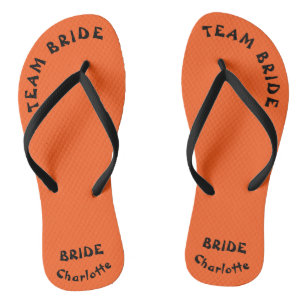 Team Bride Orange And Black Halloween Jandals
