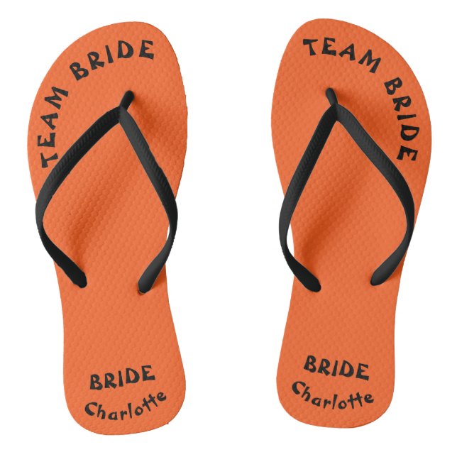 Team Bride Orange And Black Halloween Jandals (Footbed)