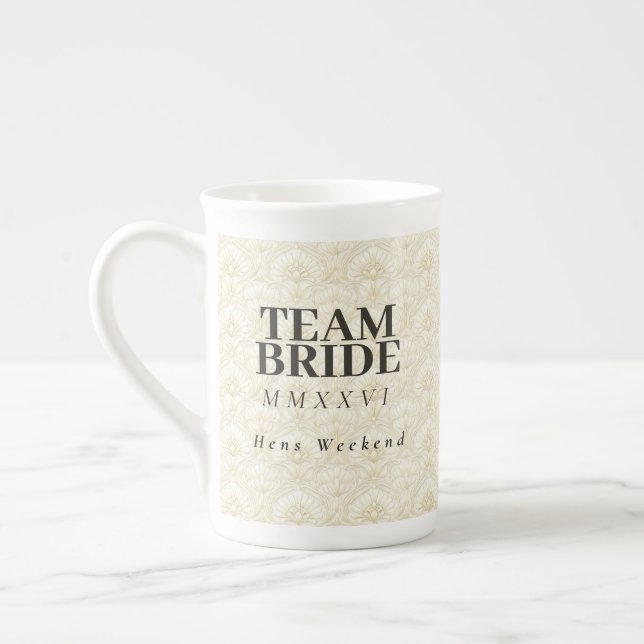 Team Bride | Ornamental Art Deco – Ivory Keepsake Bone China Mug (Left)