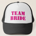 TEAM BRIDE pink bachelorette party trucker hats<br><div class="desc">TEAM BRIDE neon pink and black bachelorette party trucker hats. Cool wedding accessories and party supplies for bride and bride's entourage. Custom caps with vintage typography template for bridal crew. Make your own hats for bridesmaids, maid of honour, friends, sister etc. Cool prop for girls night out or girls weekend...</div>