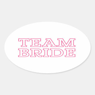 Team Bride Pink Outline Oval Sticker