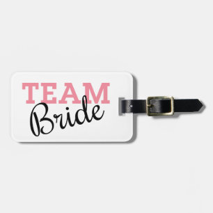 Team Bride Pink Script Luggage Tag