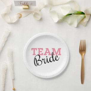 Team Bride Pink Script Paper Plate