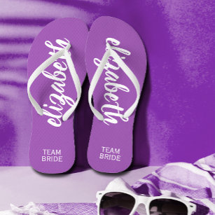 Team Bride Purple and White Personalised  Jandals