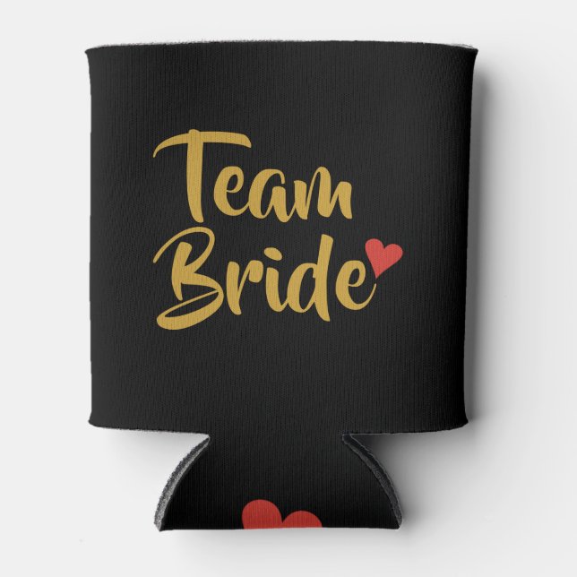 Team Bride Red Heart Can Cooler (Front)