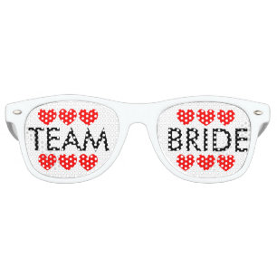 Team bride red hearts bachelorette party shades