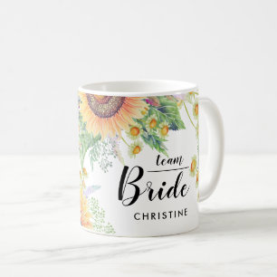 Team Bride. Rustic Sunflowers Custom Wedding Gift Coffee Mug