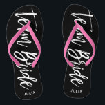 Team Bride | Script Style Custom Name Wedding<br><div class="desc">A set of fancy and unique custom flip-flops featuring the words "team bride" in a script style far. Towards the heel of the sole is a spot for the bridesmaids' name to make her feel special about being a part of your wedding party.</div>