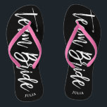 Team Bride | Script Style Custom Name Wedding Jandals<br><div class="desc">A set of fancy and unique custom flip-flops featuring the words "team bride" in a script style far. Towards the heel of the sole is a spot for the bridesmaids' name to make her feel special about being a part of your wedding party.</div>
