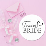Team Bride Sticker – Fun Bachelorette Party Favour<br><div class="desc">Celebrate the bride-to-be with this Team Bride Sticker! Perfect for decorating gift bags,  party favours,  drink cups,  or adding a fun touch to your bachelorette party essentials. A must-have for bridesmaids,  bridal showers,  and hen parties,  these stickers bring extra flair to the celebration!</div>