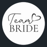 Team Bride Sticker – Fun Bachelorette Party Favour<br><div class="desc">Celebrate the bride-to-be with this Team Bride Sticker! Perfect for decorating gift bags,  party favours,  drink cups,  or adding a fun touch to your bachelorette party essentials. A must-have for bridesmaids,  bridal showers,  and hen parties,  these stickers bring extra flair to the celebration!</div>