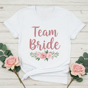 Team Bride T-Shirt for Bridesmaids with Pink