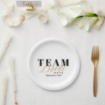 TEAM BRIDE Two-Tone  Paper Plate<br><div class="desc">Modern design for the classier hen. Gold effect with space for a name. Part of a collection.</div>