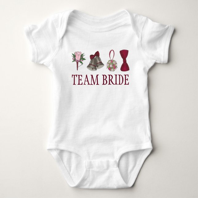 TEAM BRIDE Wedding Bridal Rose Party Flower Girl Baby Bodysuit (Front)