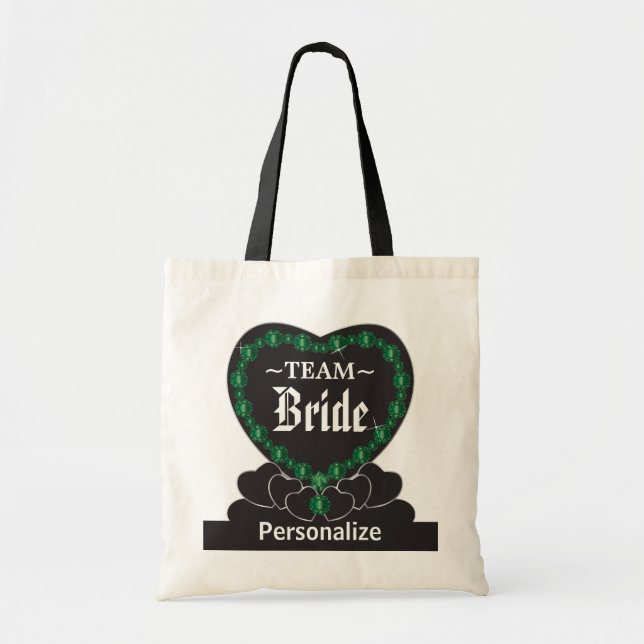 Team Bride | Wedding | Emerald Green | DIY Text Tote Bag (Front)
