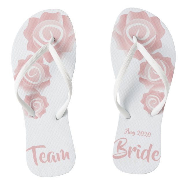 Team Bride wedding  Rose  Flip Flops (Footbed)