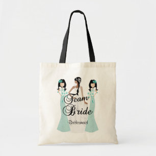 Team Bride Wedding Teal Green DIY Text Tote Bag