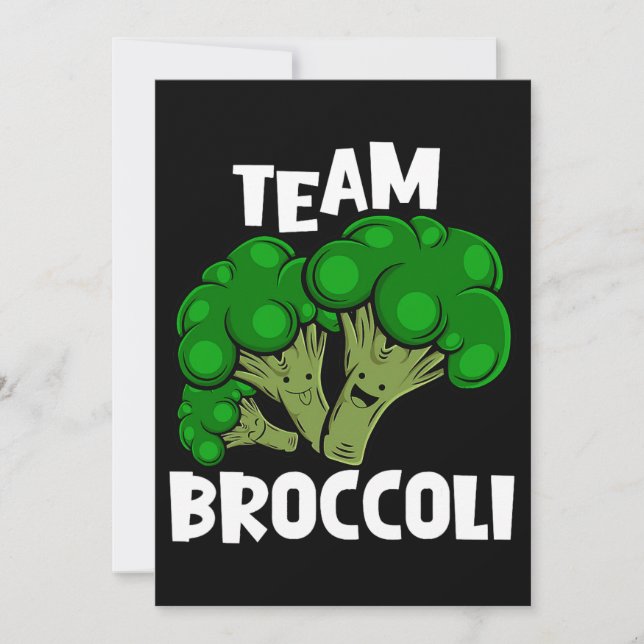 Team Broccoli Vegan Vegetarian Vegetable Lover Invitation (Front)