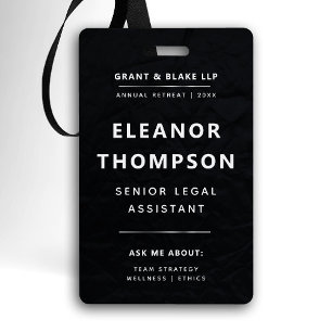 Team Building Black Modern Elegant QR Business ID Badge
