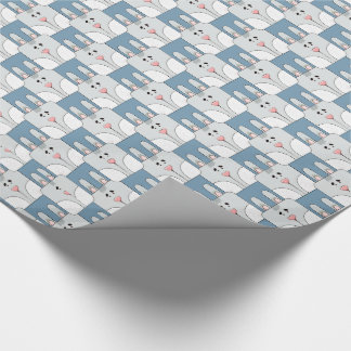 Team Bunny Face - Grey and Blue v2 Wrapping Paper