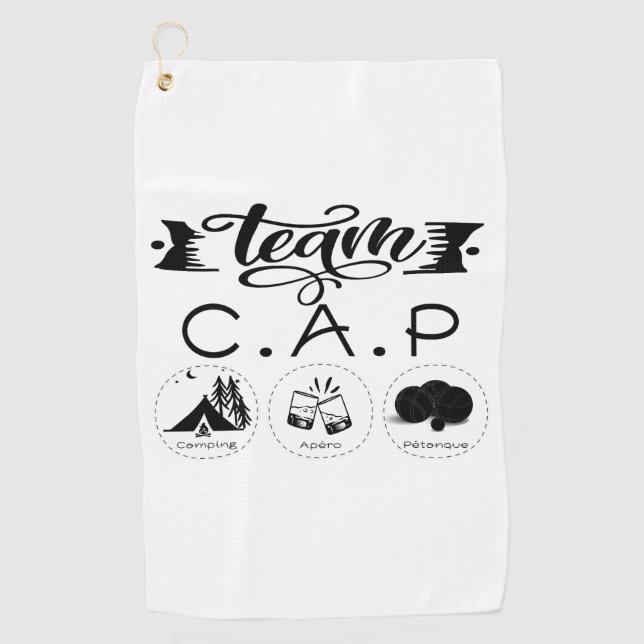 Team C.A.P Camping Apéro Pétanque Golf Towel (Front)