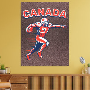 Team Canada Football Dynamic Patriotic Athlete Art Canvas Print