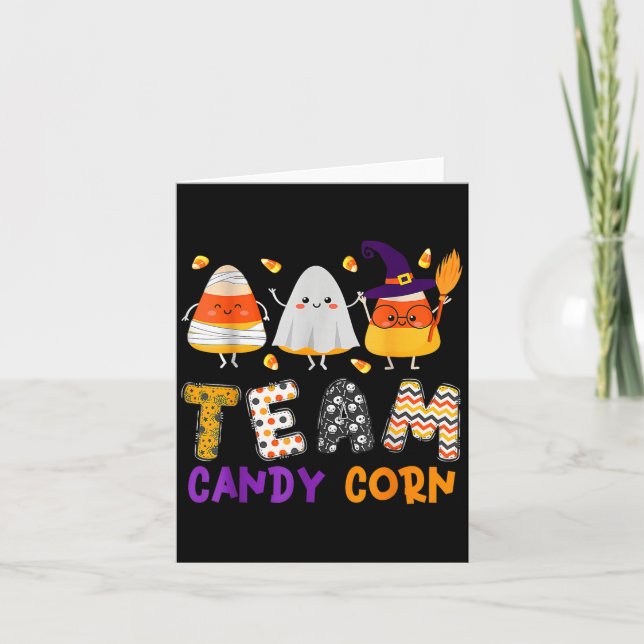 Team Candy Corn Halloween Funny With Witch Boo Mum Card (Front)