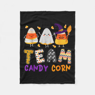 Team Candy Corn Halloween Funny With Witch Boo Mum Fleece Blanket