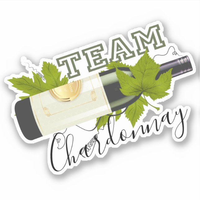 Team Chardonnay white wine grape vine wine bottle (Front)