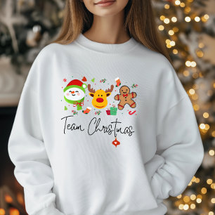 Team Christmas with Reindeer,Snowman & Gingerbread T-Shirt