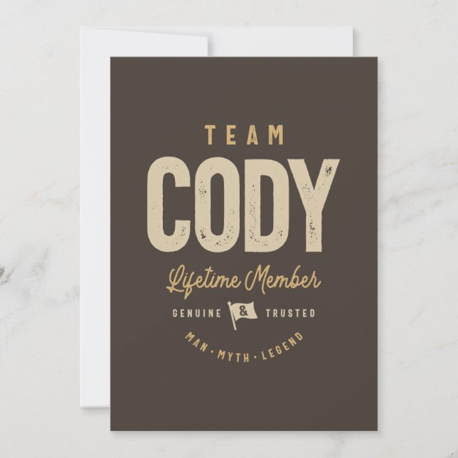 Team Cody Lifetime Member Personalised Name  Invitation (Front)