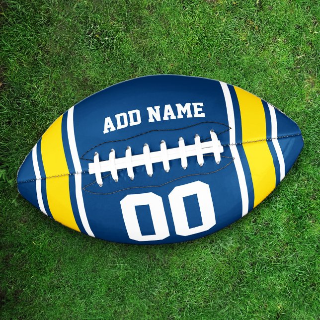 Team Colors Blue and Yellow Personalized Football (Creator Uploaded)