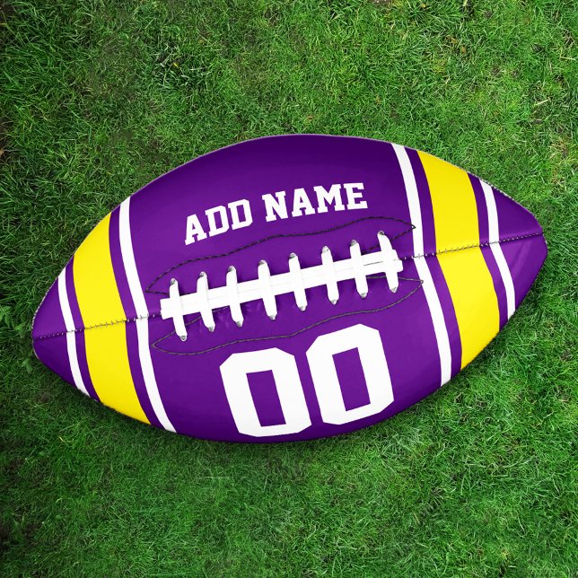 Team Colors Purple and Yellow Personalized Football (Creator Uploaded)