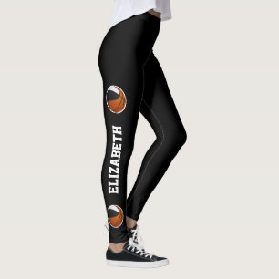 team colours basketball text or name up leg black leggings