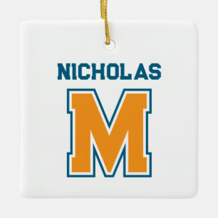 Team Colours Monogram Name Ceramic Ornament
