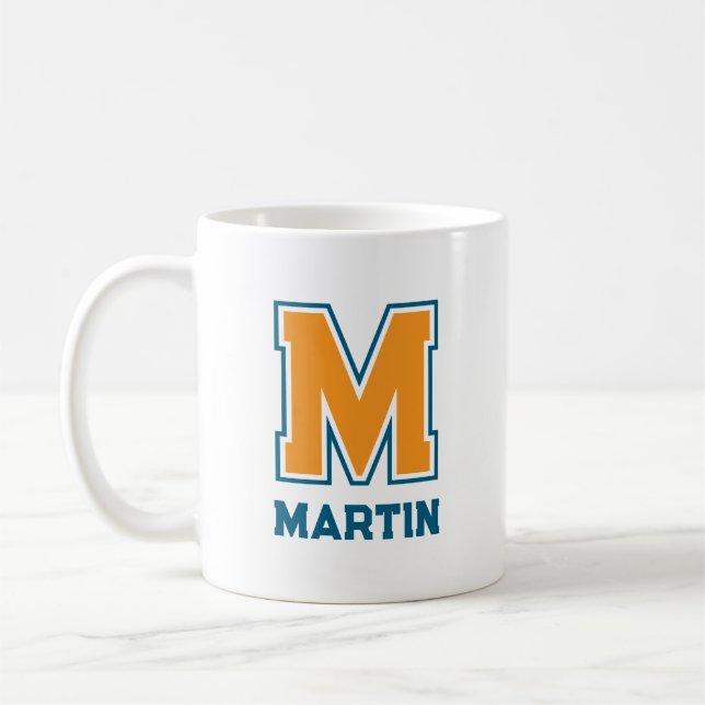 Team Colours Monogram Name Coffee Mug (Left)