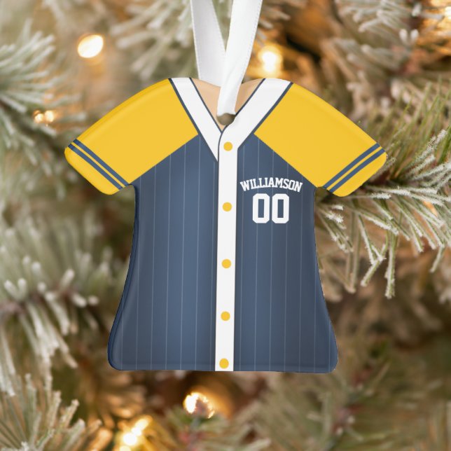 Team Colours Personalised Baseball Jersey Ornament (Tree)