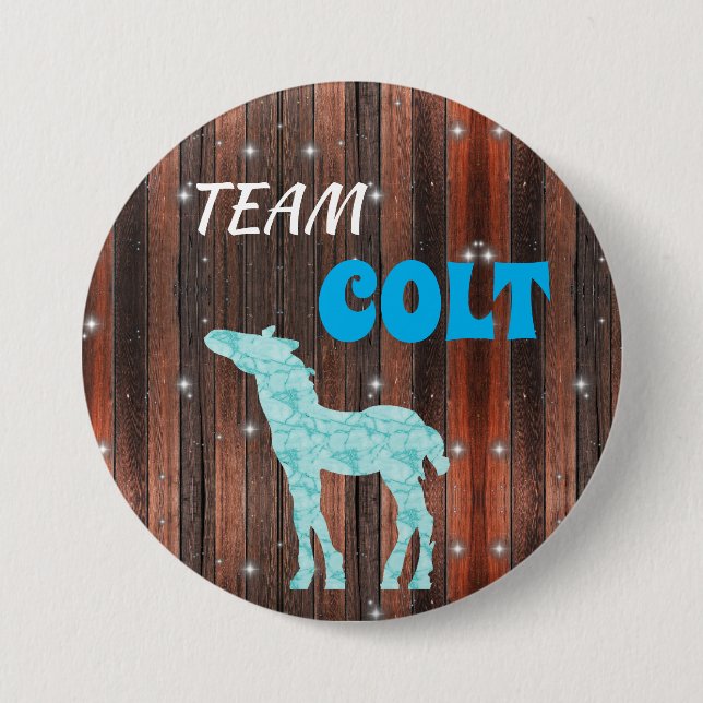 "Team Colt" Pink Gender Reveal 7.5 Cm Round Badge (Front)