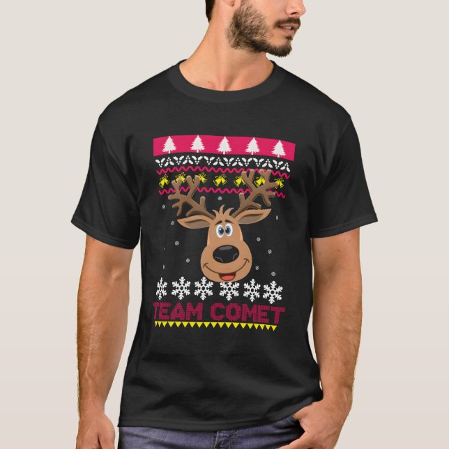 Team Comet Santa Reindeer Ugly Sweater T-Shirt (Front)