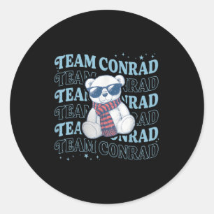 Team Conrad Name Mint Bear For Men Women Kids Classic Round Sticker