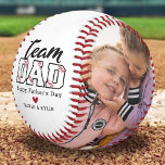 Team Dad Custom Photo Baseball<br><div class="desc">Custom fathers day baseball gift featuring the title "team dad",  a personalised message that reads "happy father's day",  a red heart,  and the kids names. Plus 2 family photos for you to customise with your own to make this an extra special dad gift.</div>