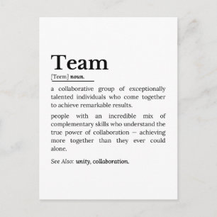 Team Definition – The Power of Collaboration Postcard