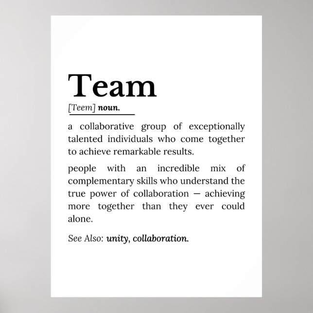 Team Definition – The Power of Collaboration  Poster (Front)
