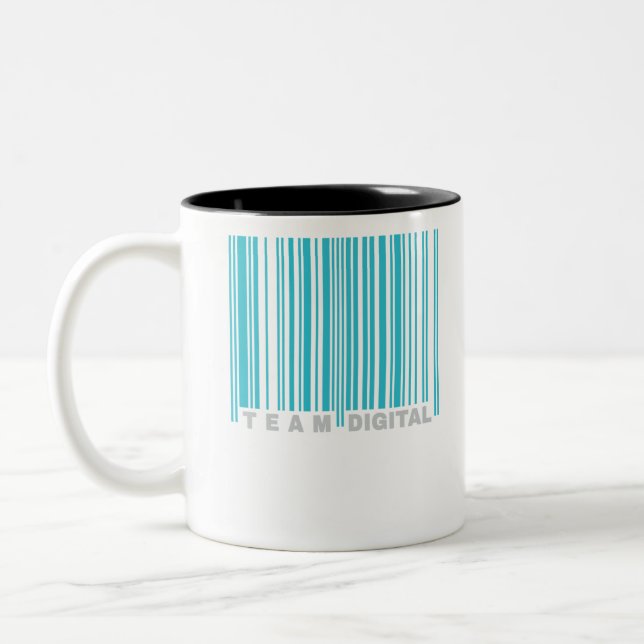 Team digital barcode for nerds Two-Tone coffee mug (Left)