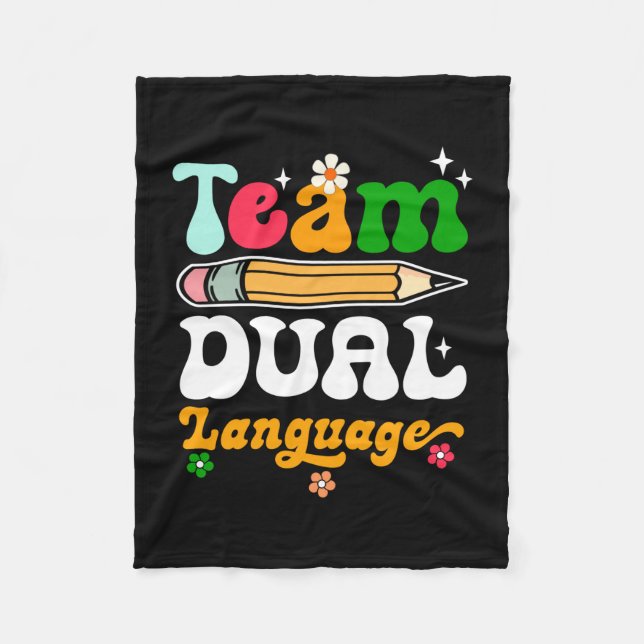 Team dual language teachers back to school squad fleece blanket (Front)