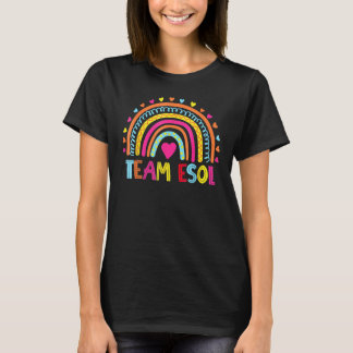 Team ESOL Teacher Crew Squad Rainbow Back To Schoo T-Shirt