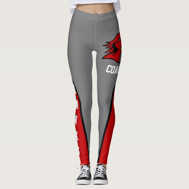 Team & Fan Grey and Red Mascot Leggings (Front)