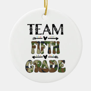 Team Fifth Grade Back To School Day Camo Teachers Ceramic Tree Decoration